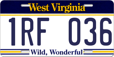 WV license plate 1RF036