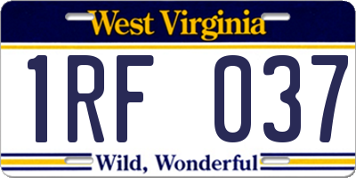 WV license plate 1RF037