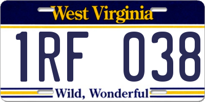 WV license plate 1RF038