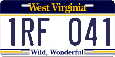 WV license plate 1RF041