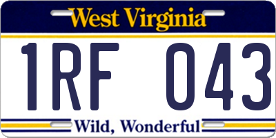 WV license plate 1RF043