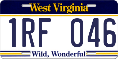 WV license plate 1RF046