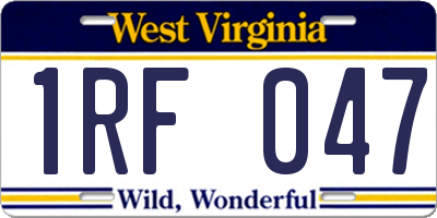 WV license plate 1RF047