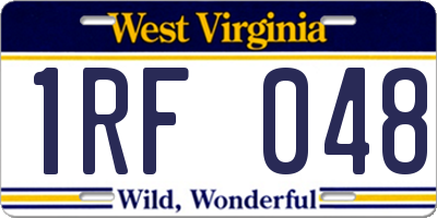WV license plate 1RF048