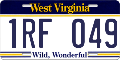 WV license plate 1RF049