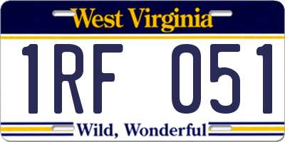 WV license plate 1RF051