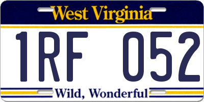 WV license plate 1RF052