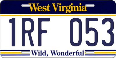 WV license plate 1RF053