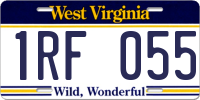 WV license plate 1RF055