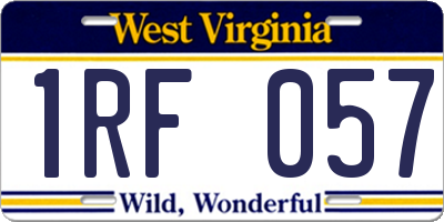 WV license plate 1RF057