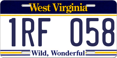 WV license plate 1RF058