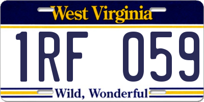WV license plate 1RF059
