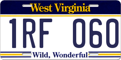 WV license plate 1RF060