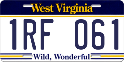 WV license plate 1RF061
