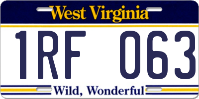 WV license plate 1RF063