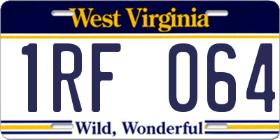 WV license plate 1RF064