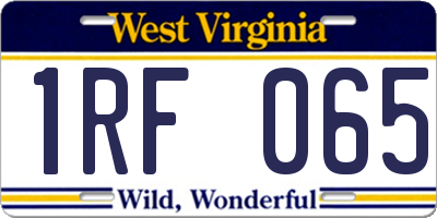 WV license plate 1RF065