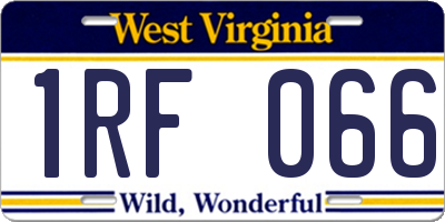 WV license plate 1RF066