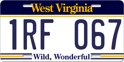 WV license plate 1RF067