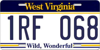WV license plate 1RF068