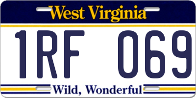 WV license plate 1RF069