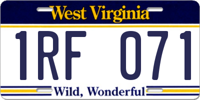 WV license plate 1RF071
