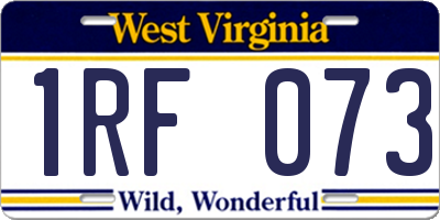 WV license plate 1RF073