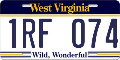 WV license plate 1RF074
