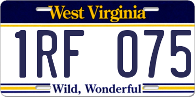 WV license plate 1RF075