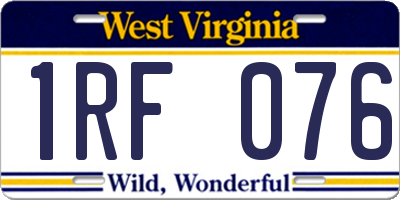 WV license plate 1RF076