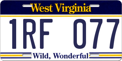 WV license plate 1RF077