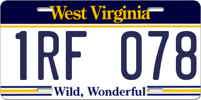 WV license plate 1RF078