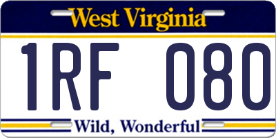 WV license plate 1RF080
