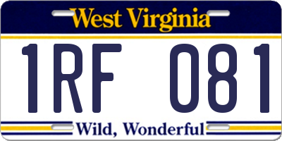 WV license plate 1RF081