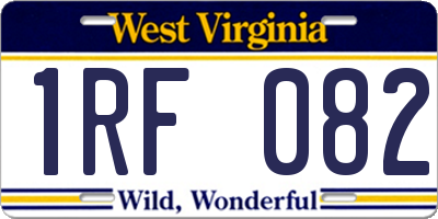 WV license plate 1RF082