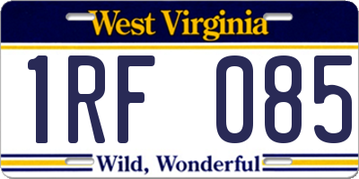 WV license plate 1RF085
