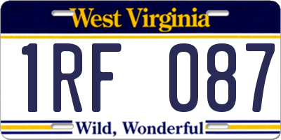 WV license plate 1RF087