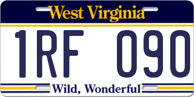 WV license plate 1RF090