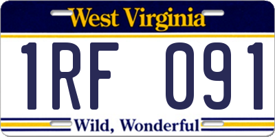WV license plate 1RF091
