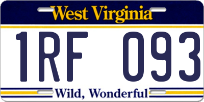 WV license plate 1RF093