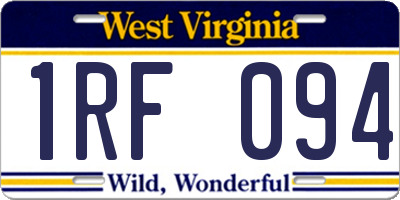 WV license plate 1RF094
