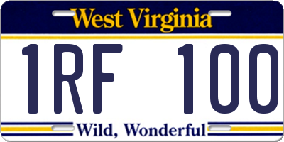WV license plate 1RF100