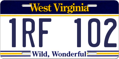 WV license plate 1RF102