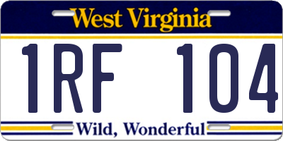 WV license plate 1RF104