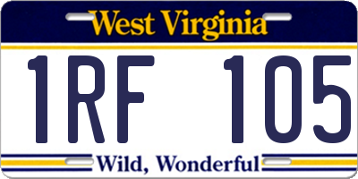 WV license plate 1RF105