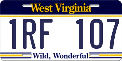 WV license plate 1RF107