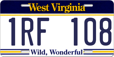 WV license plate 1RF108