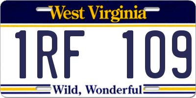 WV license plate 1RF109