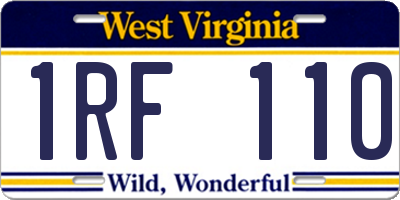 WV license plate 1RF110