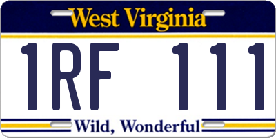 WV license plate 1RF111